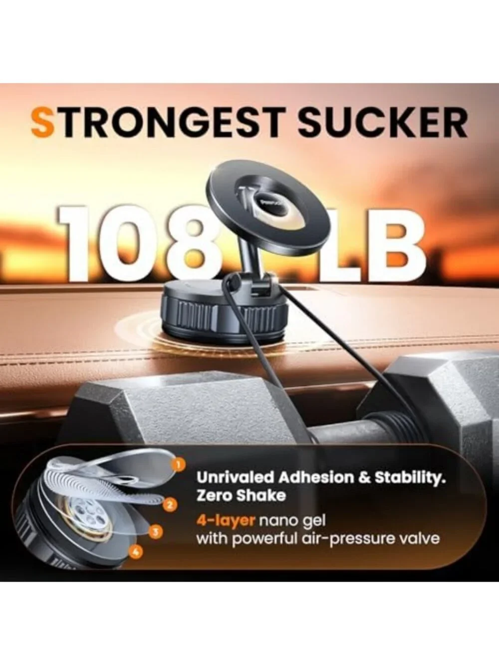 Strong Suction Magnetic Car Phone Holder - 360° Adjustable for iPhone 17-12 Pro